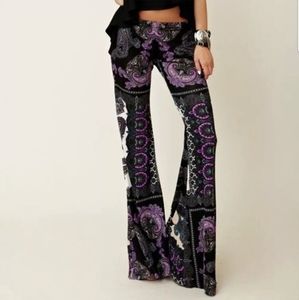 Purple black boho bell bottom gypsy bohemian flare